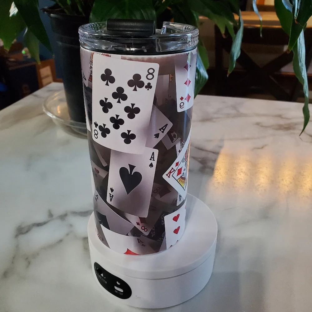 Playing Cards 4 in 1 Can Cooler 14oz Tumbler 🎉sale